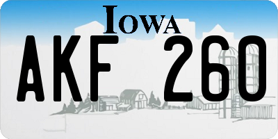 IA license plate AKF260