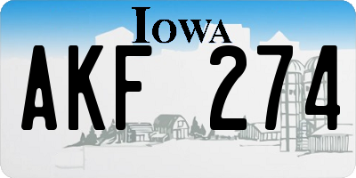 IA license plate AKF274