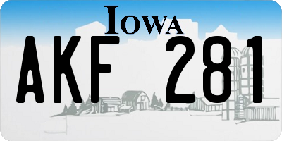 IA license plate AKF281