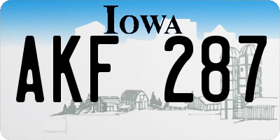 IA license plate AKF287