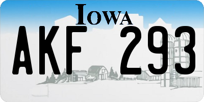 IA license plate AKF293