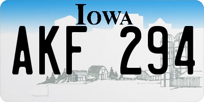 IA license plate AKF294