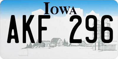 IA license plate AKF296