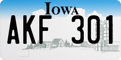 IA license plate AKF301