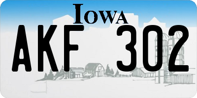 IA license plate AKF302