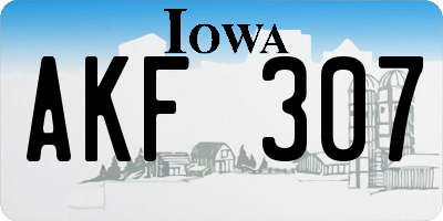 IA license plate AKF307