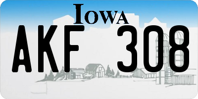 IA license plate AKF308