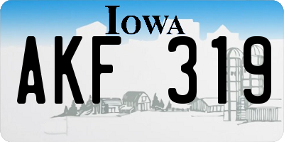 IA license plate AKF319