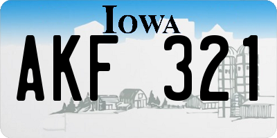 IA license plate AKF321
