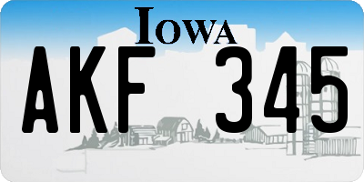 IA license plate AKF345