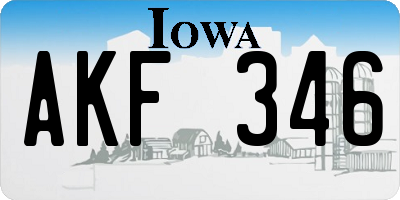 IA license plate AKF346