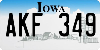 IA license plate AKF349