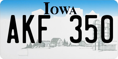 IA license plate AKF350