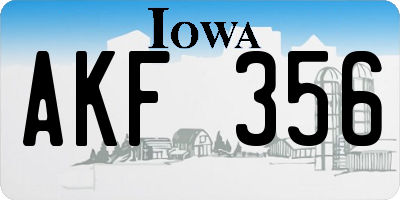 IA license plate AKF356