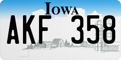 IA license plate AKF358