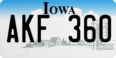 IA license plate AKF360