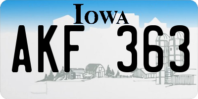 IA license plate AKF363