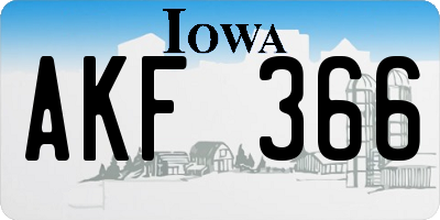 IA license plate AKF366