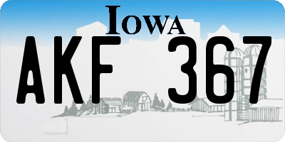 IA license plate AKF367
