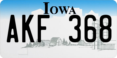 IA license plate AKF368
