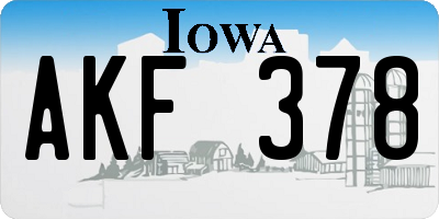IA license plate AKF378
