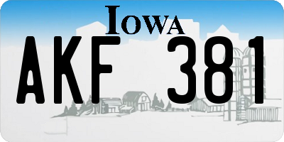 IA license plate AKF381