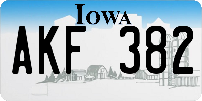 IA license plate AKF382