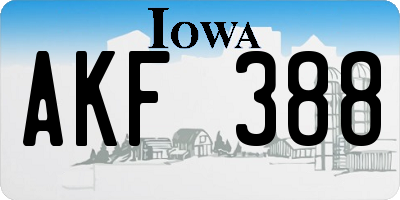 IA license plate AKF388