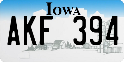 IA license plate AKF394
