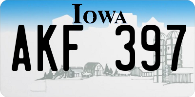 IA license plate AKF397