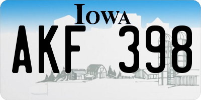 IA license plate AKF398
