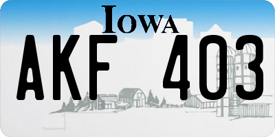 IA license plate AKF403