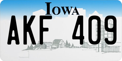 IA license plate AKF409