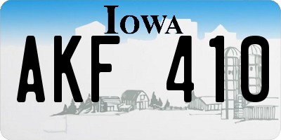 IA license plate AKF410