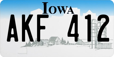IA license plate AKF412