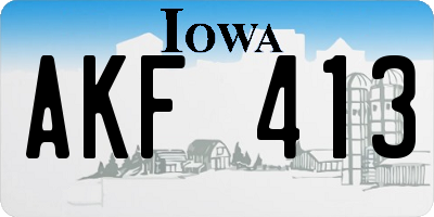 IA license plate AKF413