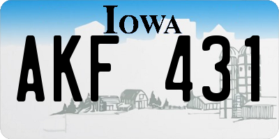 IA license plate AKF431