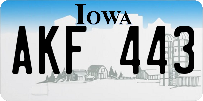 IA license plate AKF443