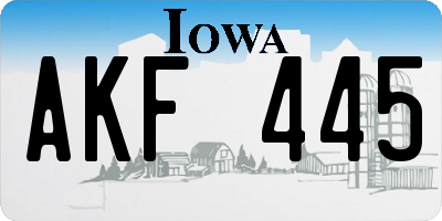IA license plate AKF445