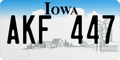 IA license plate AKF447