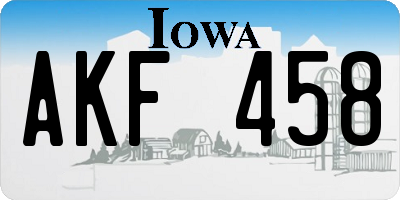 IA license plate AKF458