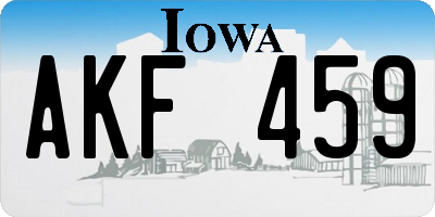IA license plate AKF459