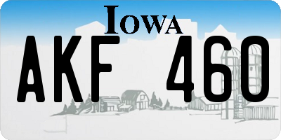 IA license plate AKF460