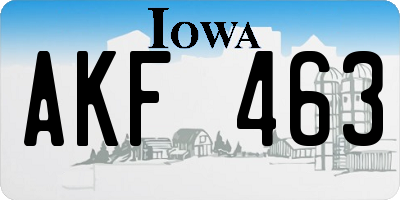 IA license plate AKF463