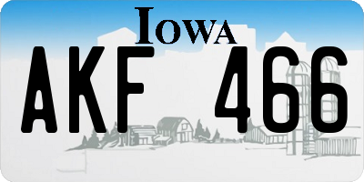 IA license plate AKF466