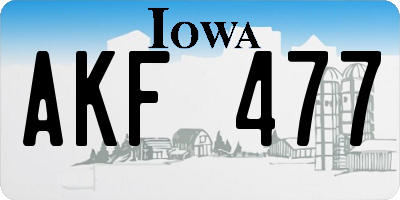 IA license plate AKF477