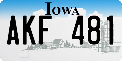 IA license plate AKF481