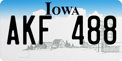 IA license plate AKF488