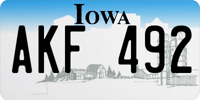 IA license plate AKF492