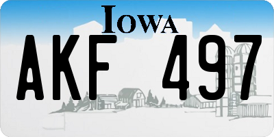 IA license plate AKF497